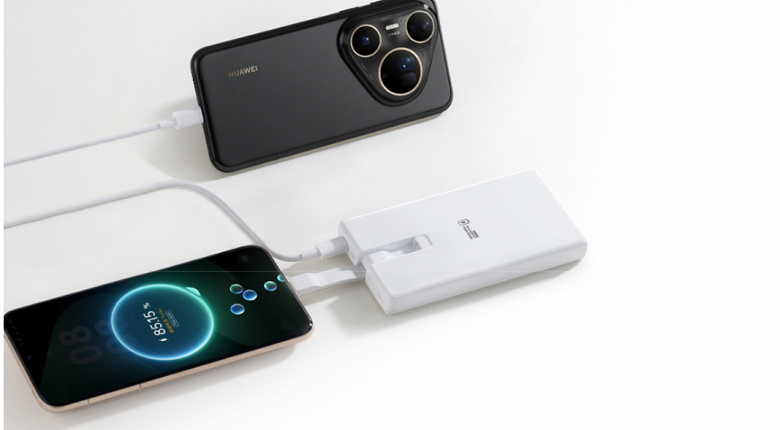 Представлен мощнейший внешний аккумулятор Huawei на 100 Вт со встроенным кабелем